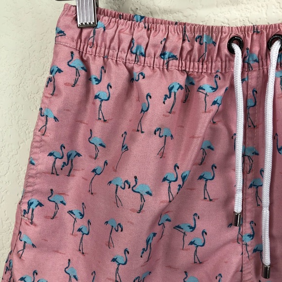 FRANKS Swim Trunks Pink Flamingo Board Shorts - Picture 2 of 8
